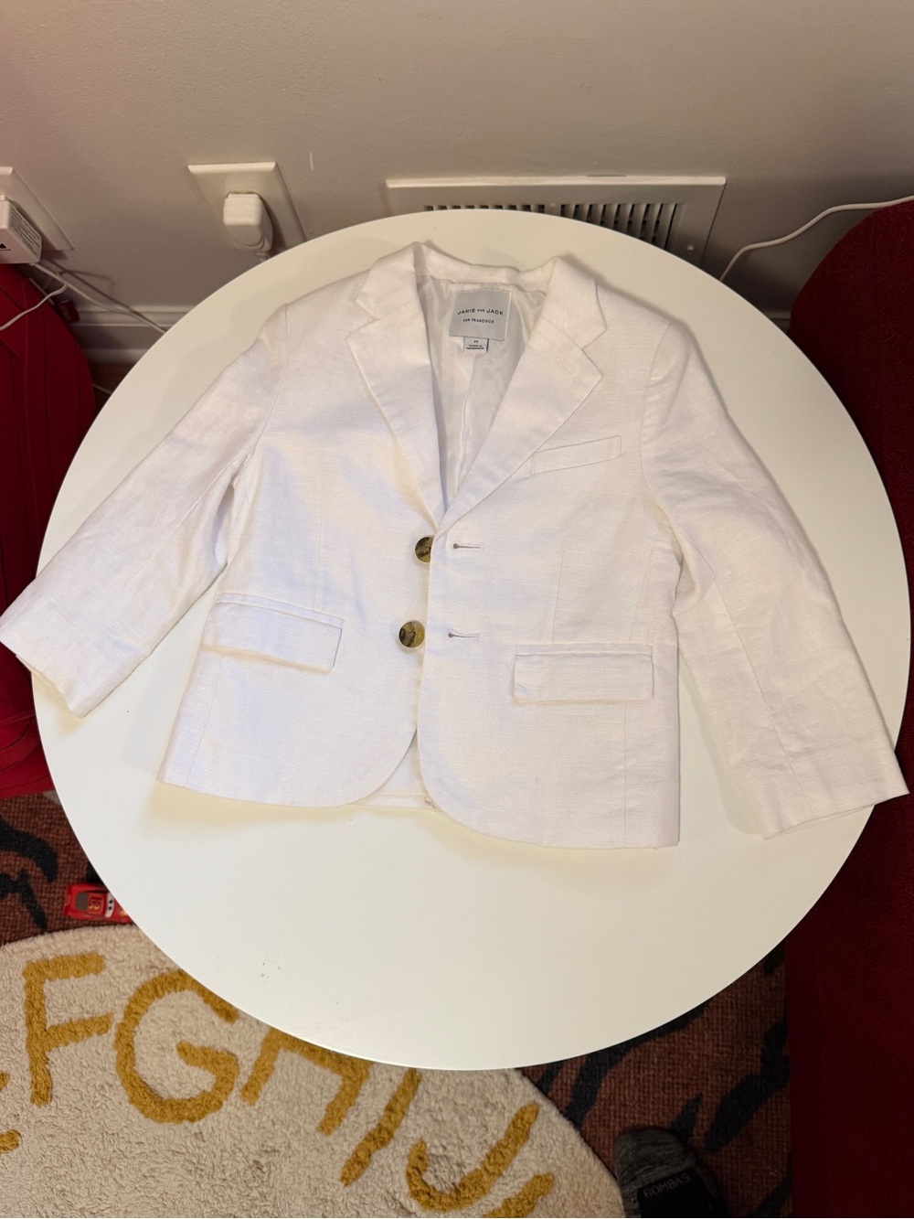 Janie and Jack White Linen-Blend Boys' Blazer 2T worn once
